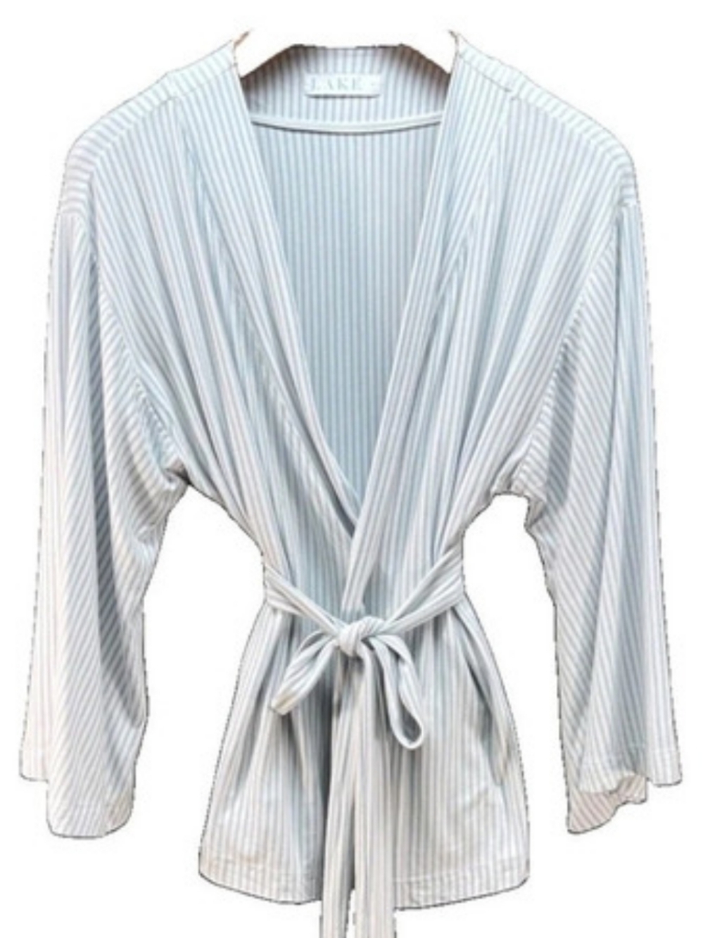 LAKE Striped Tie-Waist Lounge Top Blue & White Striped Size Small Bell Sleeves
3
